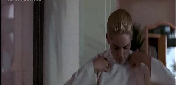  Celeb Sharon Stone flashing her pussy